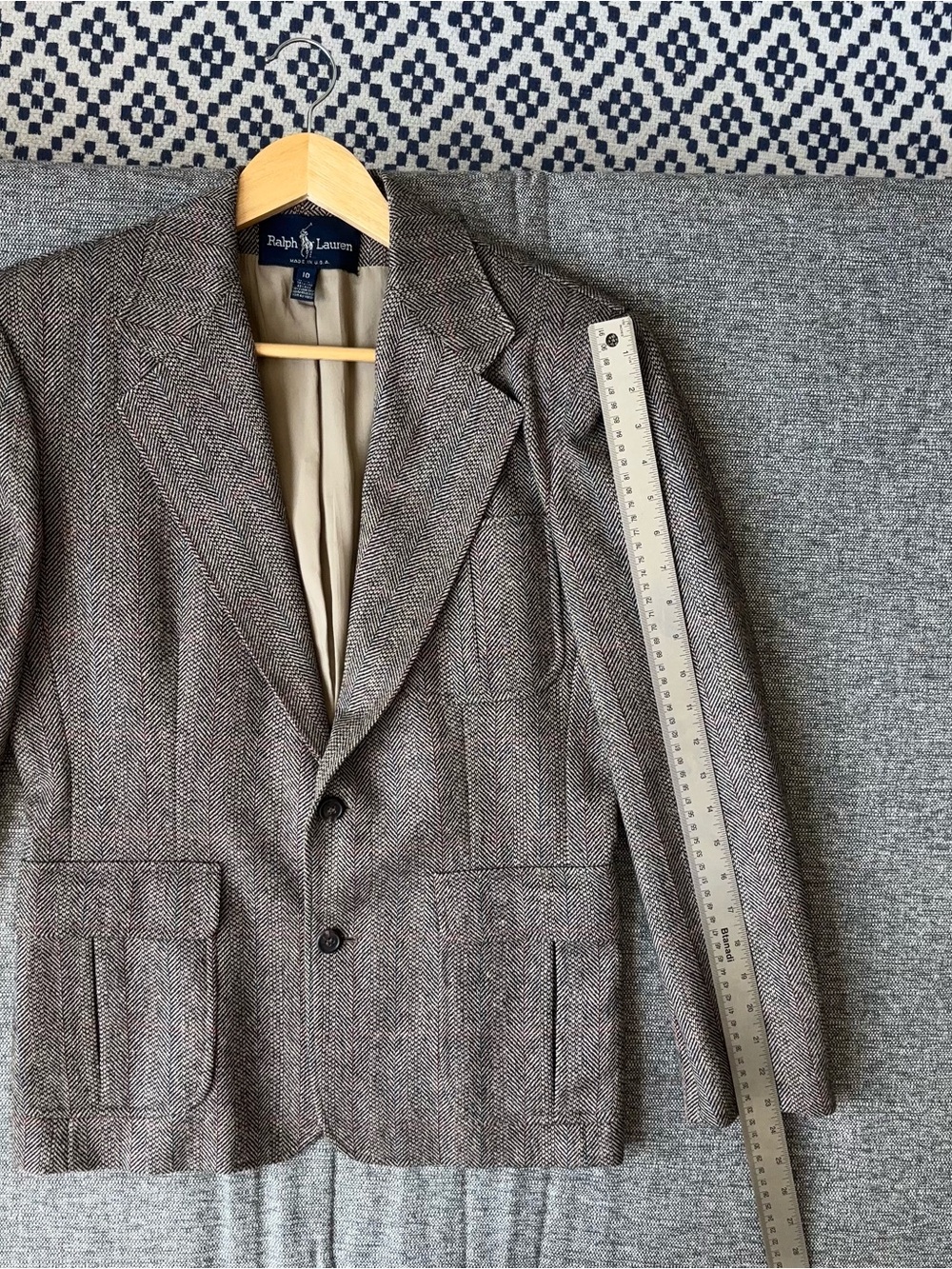 Vintage Ralph Lauren Wool Silk Blazer Women’s 10 Herringbone Tweed USA Jacket - Picture 13 of 14